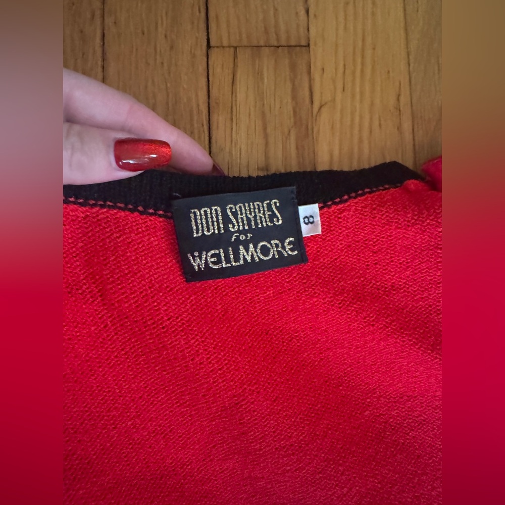 80s Vintage Red Knit Mini Dress - Picture 3 of 7